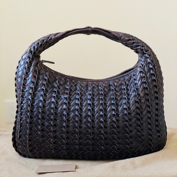 Bottega Veneta Handbags - Bottega Veneta Tarnabuoni Dark Brown Small HoboBag
